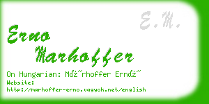 erno marhoffer business card